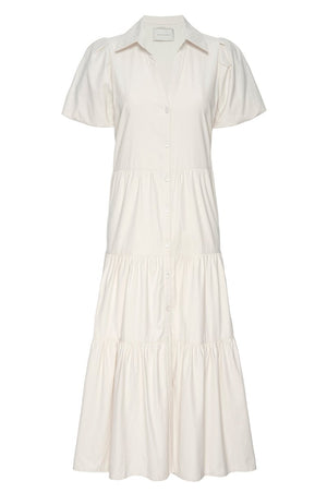 Havana tiered midi beige dress flat view
