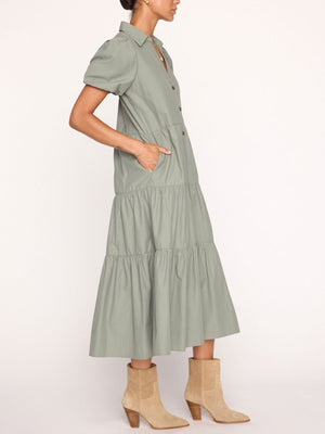 Havana tiered midi green dress side view