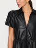Havana tiered vegan leather midi dress black close up