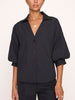 Kate V-neck button up black shirt front view