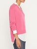 Looker hot pink layered v-neck sweater side view