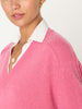 Looker hot pink layered v-neck sweater close up