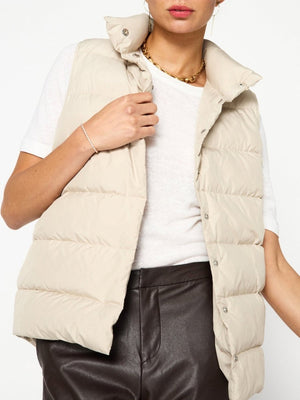 Anders nylon down beige puffer vest front view 2