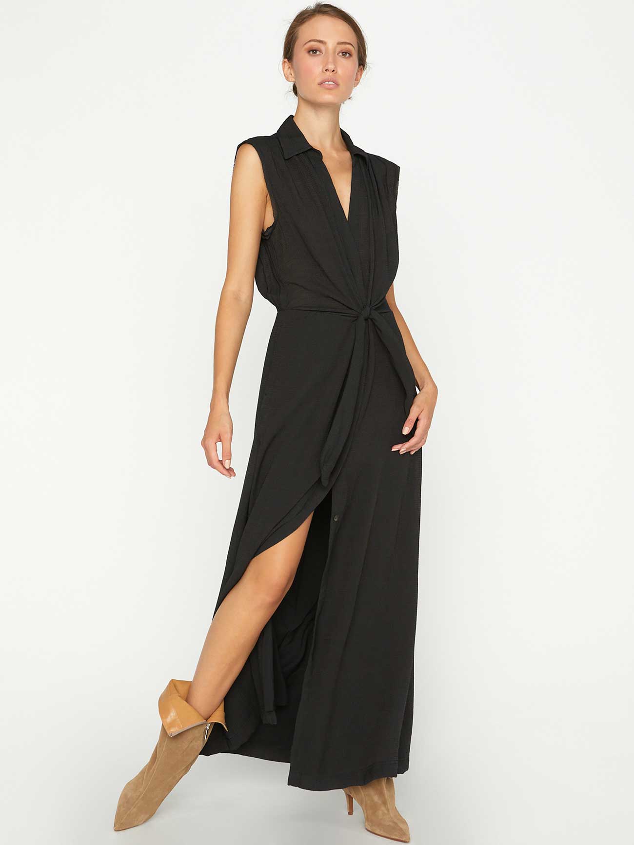 Madsen maxi sleeveless black dress front view