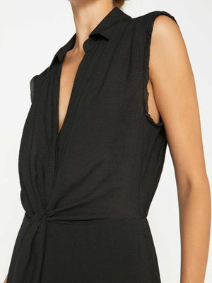 Madsen maxi sleeveless black dress close up