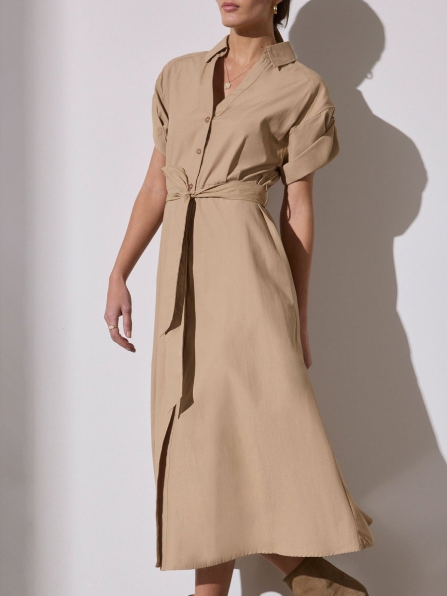 Fia tan maxi shirtdress front view 2