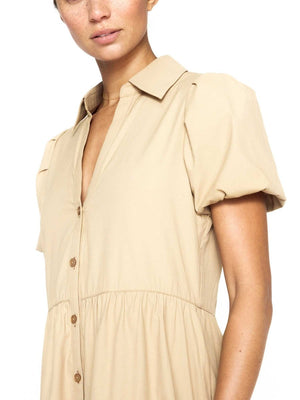Havana tiered midi dress tan close up