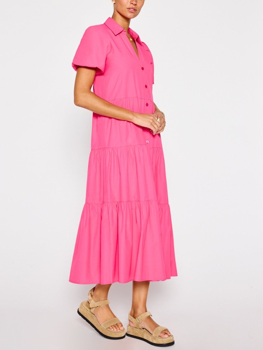 Havana tiered midi dress pink side view 2