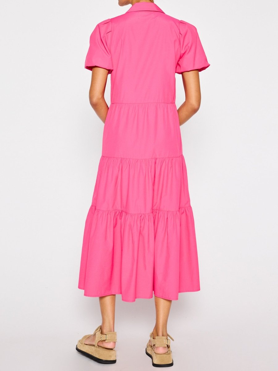 Havana tiered midi dress pink back view