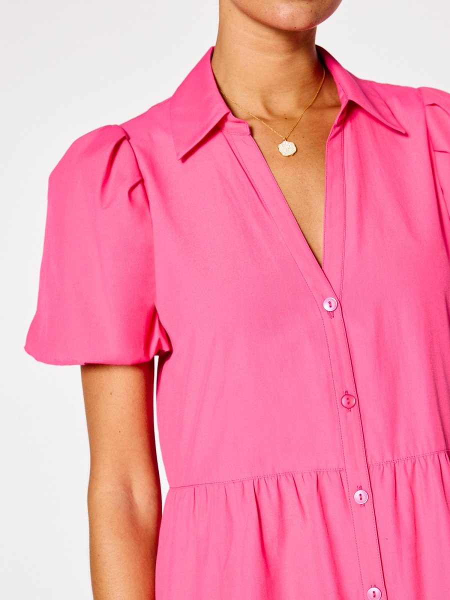 Havana tiered midi dress pink close up