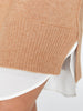 Looker layered v-neck tan mini sweater dress close up 2