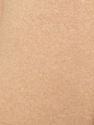 Looker layered v-neck tan mini sweater dress close up 3