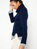 Jolie navy stripe layered turtleneck sweater side view