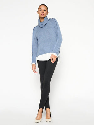 Jolie blue layered turtleneck sweater full view