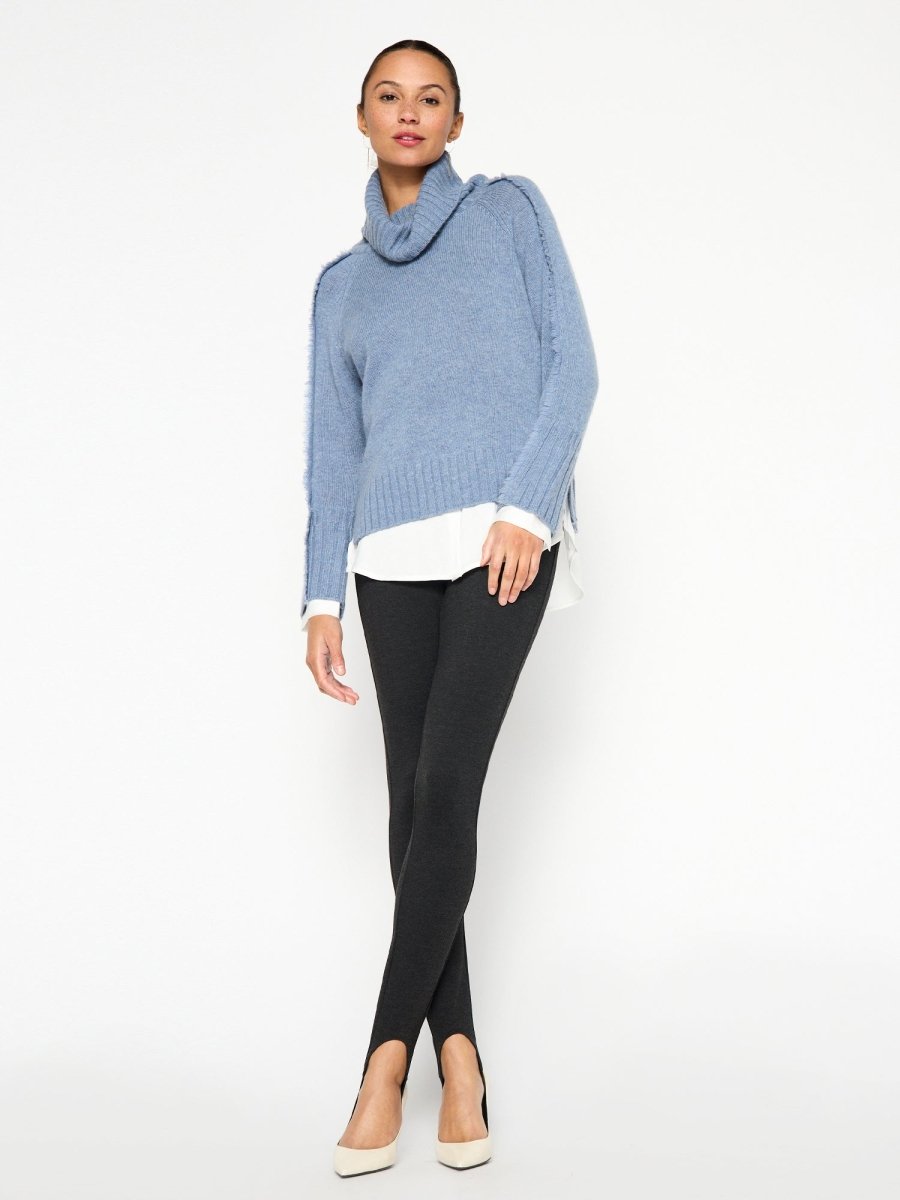 Jolie blue layered turtleneck sweater full view