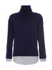 Jolie navy stripe layered turtleneck sweater flat view