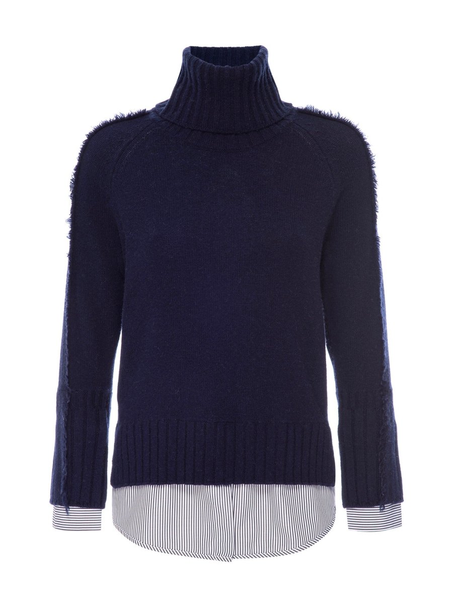 Jolie navy stripe layered turtleneck sweater flat view