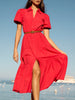 Havana tiered midi dress red flat view